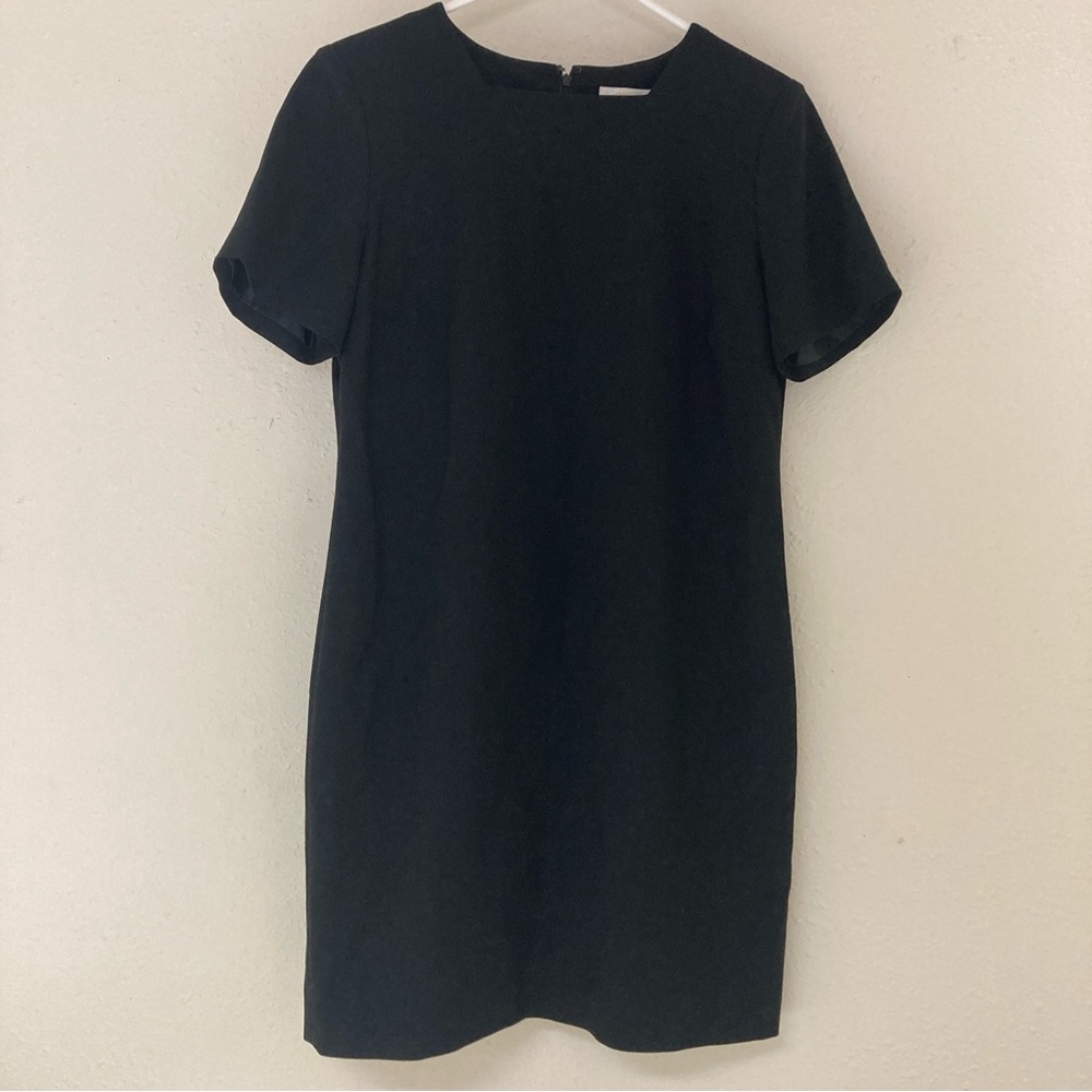 Talbots Short Sleeve Black Pure Wool Sheath Dress Size 12 Office